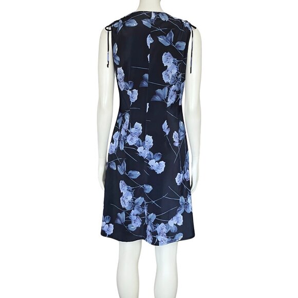 Vintage 90s Y2K Blue Navy Floral Fairycore Whimsigoth Dress Small Sundress Bows - Picture 5 of 10